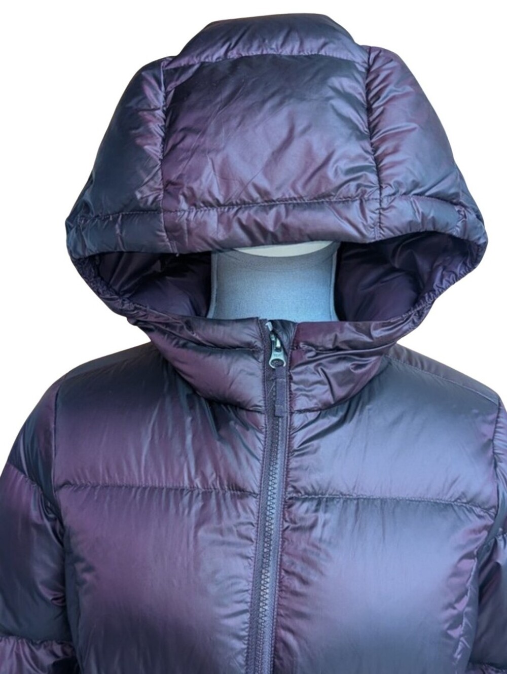 Eddie Bauer Luna Peak Down Parka Jacket Hooded Puffer Coat Plum Purple Small - Picture 6 of 9